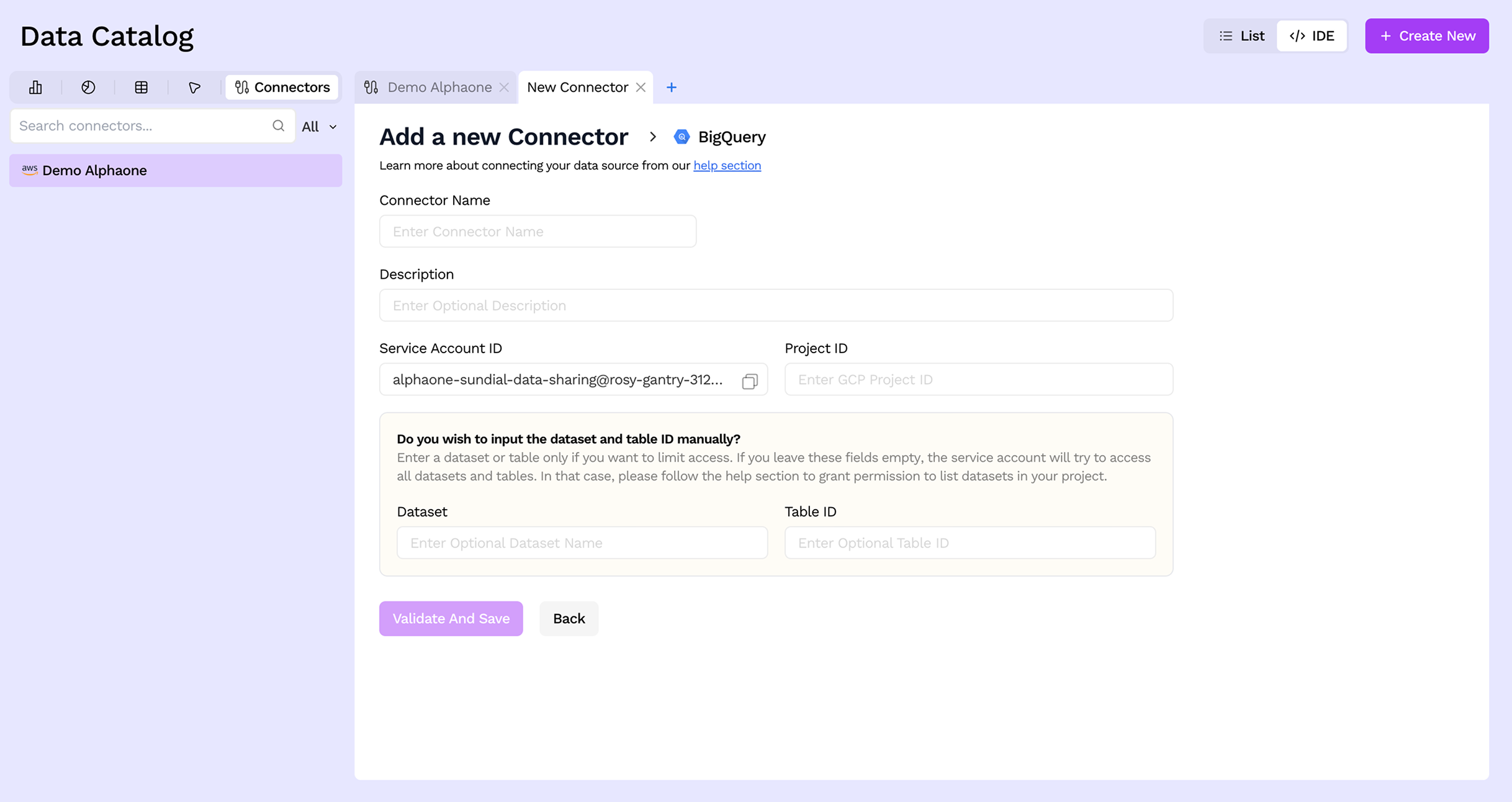 Connector form