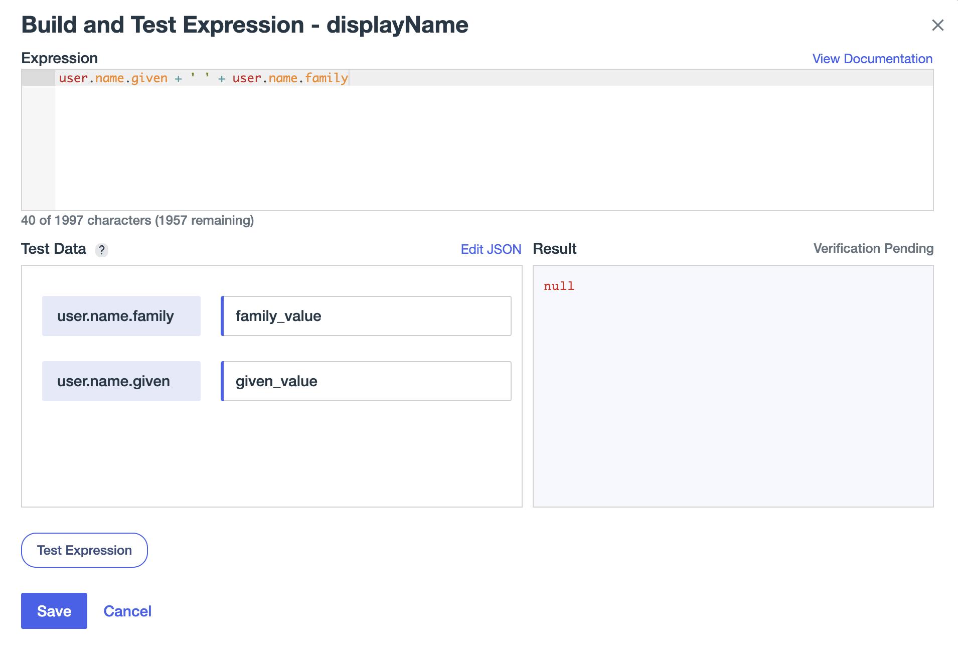 PingOne displayName expression