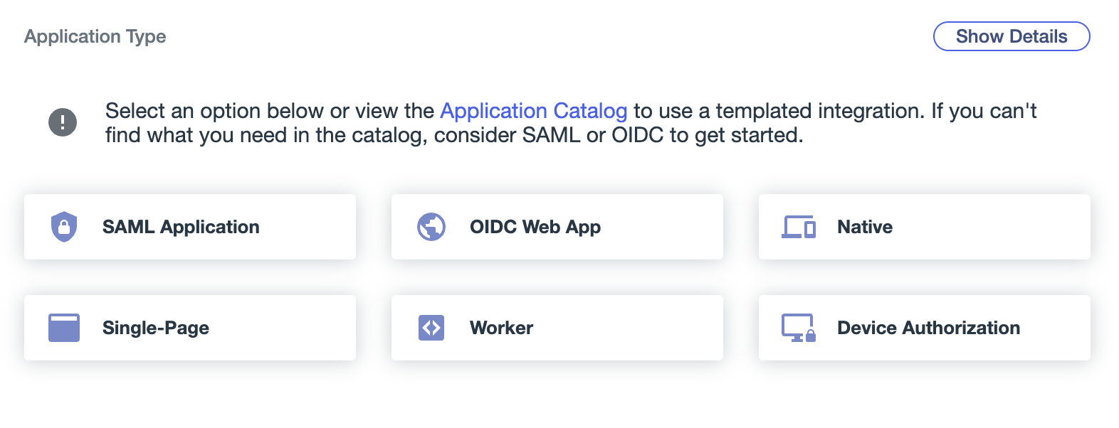 Selecting SAML application type in PingOne