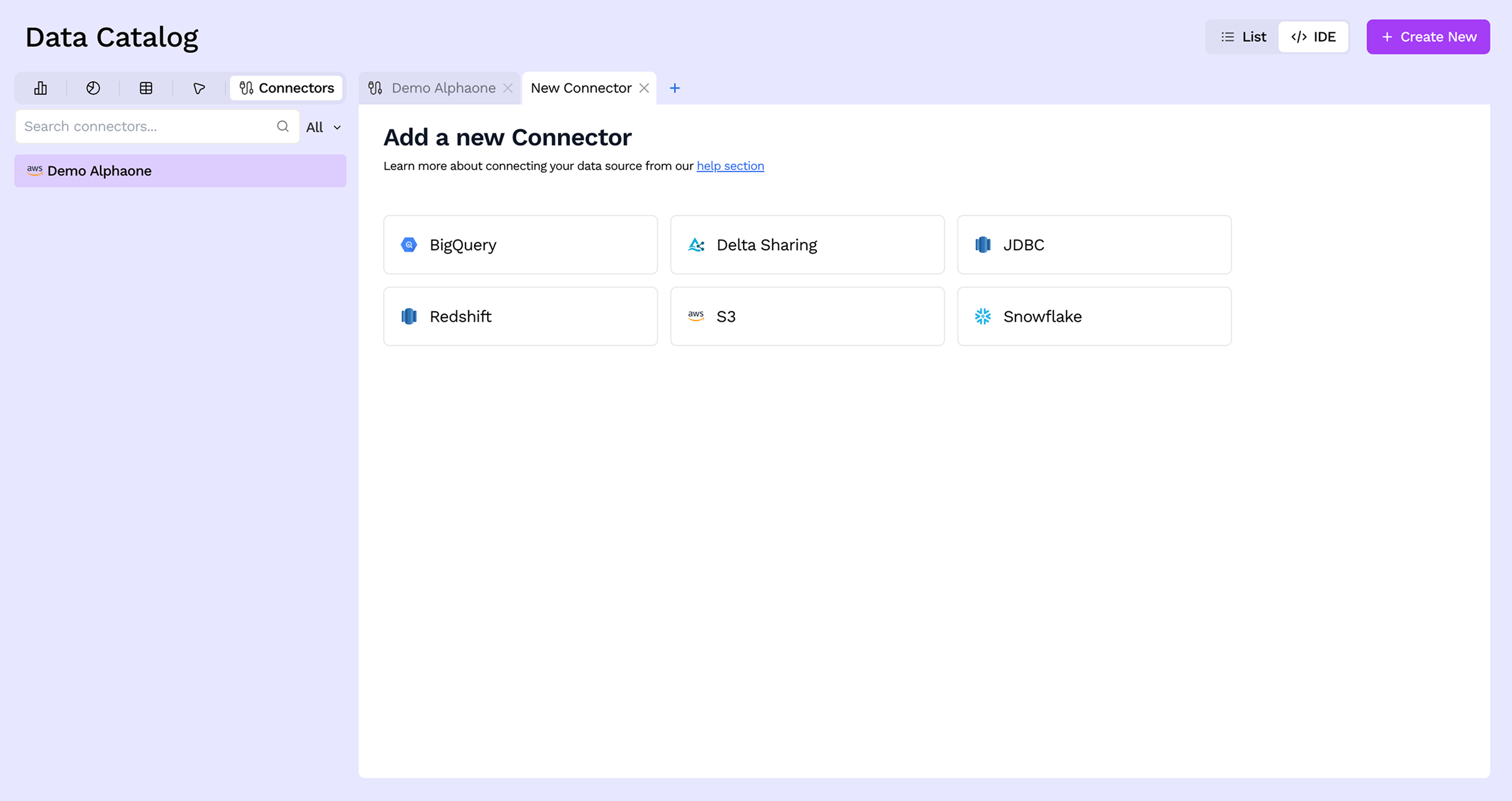 Select connector type